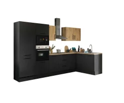 Küchenblock mit E-Geräten CORNWALL (Ecke-Backofen-Kühlschrank-Mikrowelle) III