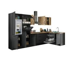 Küchenblock mit E-Geräten CORNWALL (Ecke-Backofen-Geschirrspüler-Kühlschrank) XI