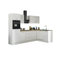 Küchenblock mit E-Geräten CORNWALL (Ecke-Backofen-Geschirrspüler-Kühlschrank) II