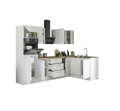 Küchenblock mit E-Geräten CORNWALL (Ecke-Backofen-Geschirrspüler-Kühlschrank) II