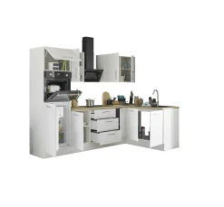 Küchenblock mit E-Geräten CORNWALL (Ecke-Backofen-Kühlschrank) II