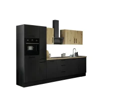 Küchenblock mit E-Geräten CORNWALL (Zeile-Backofen-Geschirrspüler-Kühlschrank-Apotheker) VI