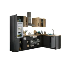 Küchenblock mit E-Geräten CORNWALL (Ecke-Geschirrspüler-Kühlschrank) III
