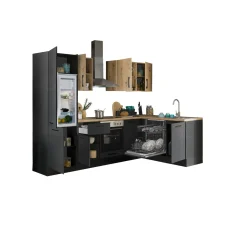 Küchenblock mit E-Geräten CORNWALL (Ecke-Geschirrspüler-Kühlschrank) III