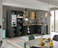 Küchenblock mit E-Geräten CORNWALL (Ecke-Backofen-Kühlschrank) VII