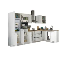 Küchenblock mit E-Geräten CORNWALL (Ecke-Backofen-Kühlschrank) III