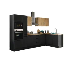 Küchenblock mit E-Geräten CORNWALL (Ecke-Backofen-Geschirrspüler-Mikrowelle) VII