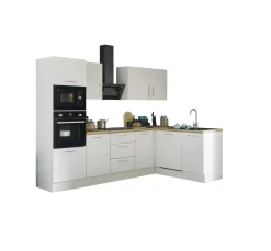 Küchenblock mit E-Geräten CORNWALL (Ecke-Backofen-Geschirrspüler-Mikrowelle) II