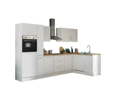 Küchenblock mit E-Geräten CORNWALL (Ecke-Backofen-Geschirrspüler-Kühlschrank) III