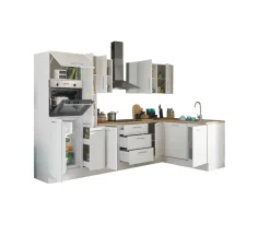 Küchenblock mit E-Geräten CORNWALL (Ecke-Backofen-Geschirrspüler-Kühlschrank) III