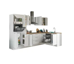 Küchenblock mit E-Geräten CORNWALL (Ecke-Backofen-Geschirrspüler-Kühlschrank) III