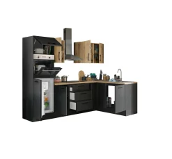 Küchenblock mit E-Geräten CORNWALL (Ecke-Backofen-Kühlschrank) V