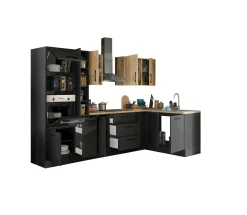 Küchenblock mit E-Geräten CORNWALL (Ecke-Backofen-Mikrowelle-Apotheker) III
