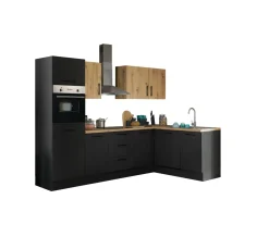 Küchenblock mit E-Geräten CORNWALL (Ecke-Backofen-Geschirrspüler-Kühlschrank) VII