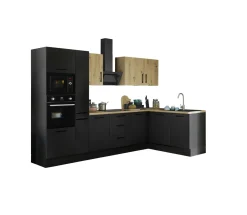 Küchenblock mit E-Geräten CORNWALL (Ecke-Backofen-Geschirrspüler-Mikrowelle) VIII